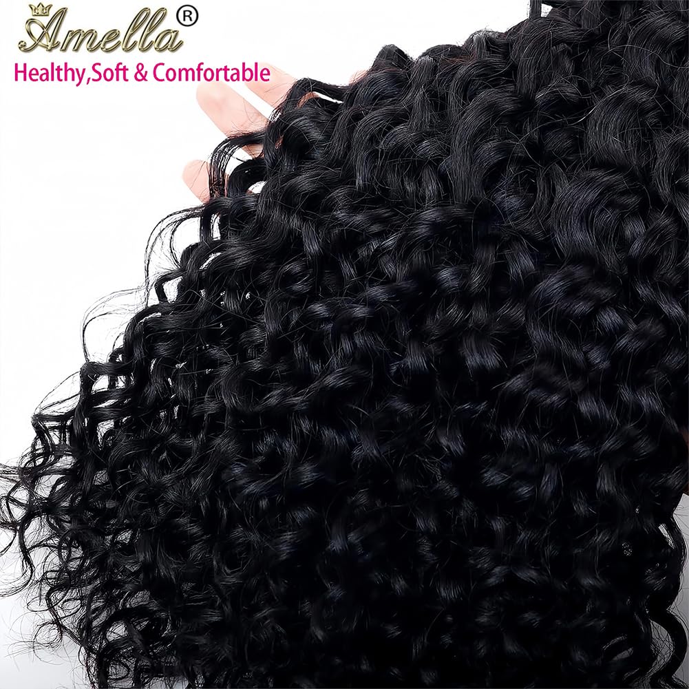 Amella Water Wave Human Braiding Hair Bulk Human Hair For Braiding 24Inch Human Braiding Hair For Boho Braids (1pack-2bundles) Human Hair Braiding Hair 100%Unprocessed Brazilian Virgin Human Hair 100g