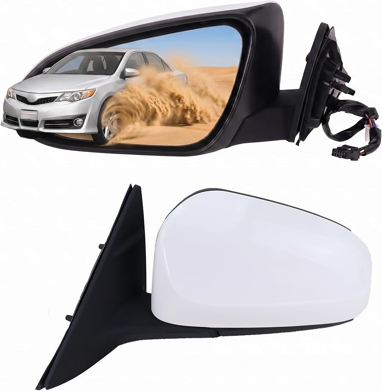 Retrovisor externo esquerdo Lqito com vidro elétrico e aquecido para Toyota Camry 2012 a 2014 – Branco, 5 pinos, 1 unidade