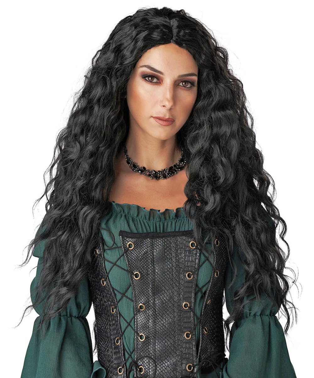 Perruque Femme Mi-longue Bouclée Noire - Synthétique, Bonnet Classique, Avec étiquettes