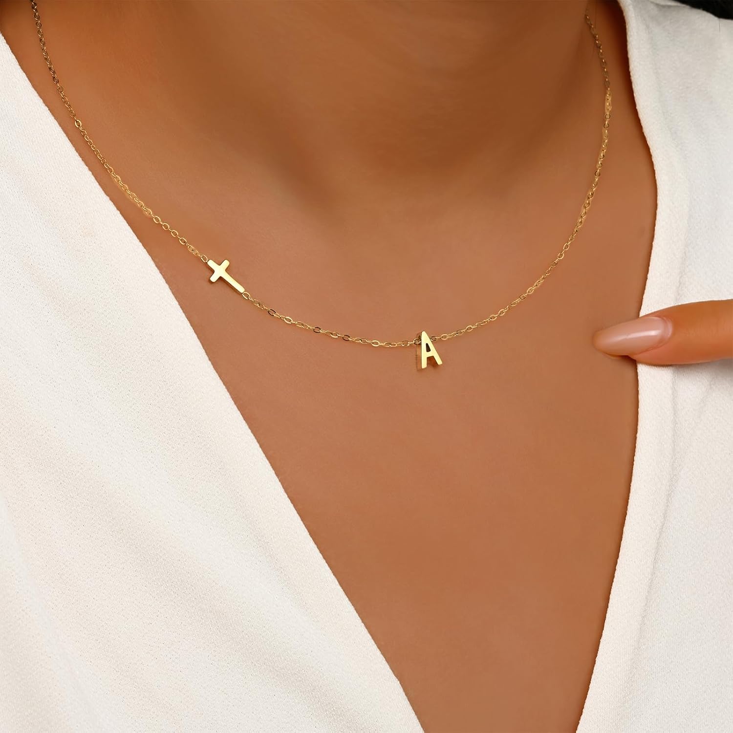 Cross Necklace for Women with Initial, 18K Gold Plated Initial A-Z Pendant| Dainty Cute Cross Necklaces | Trendy Tiny Gold Letter Necklaces Jewelry Gifts for Women - Image 6