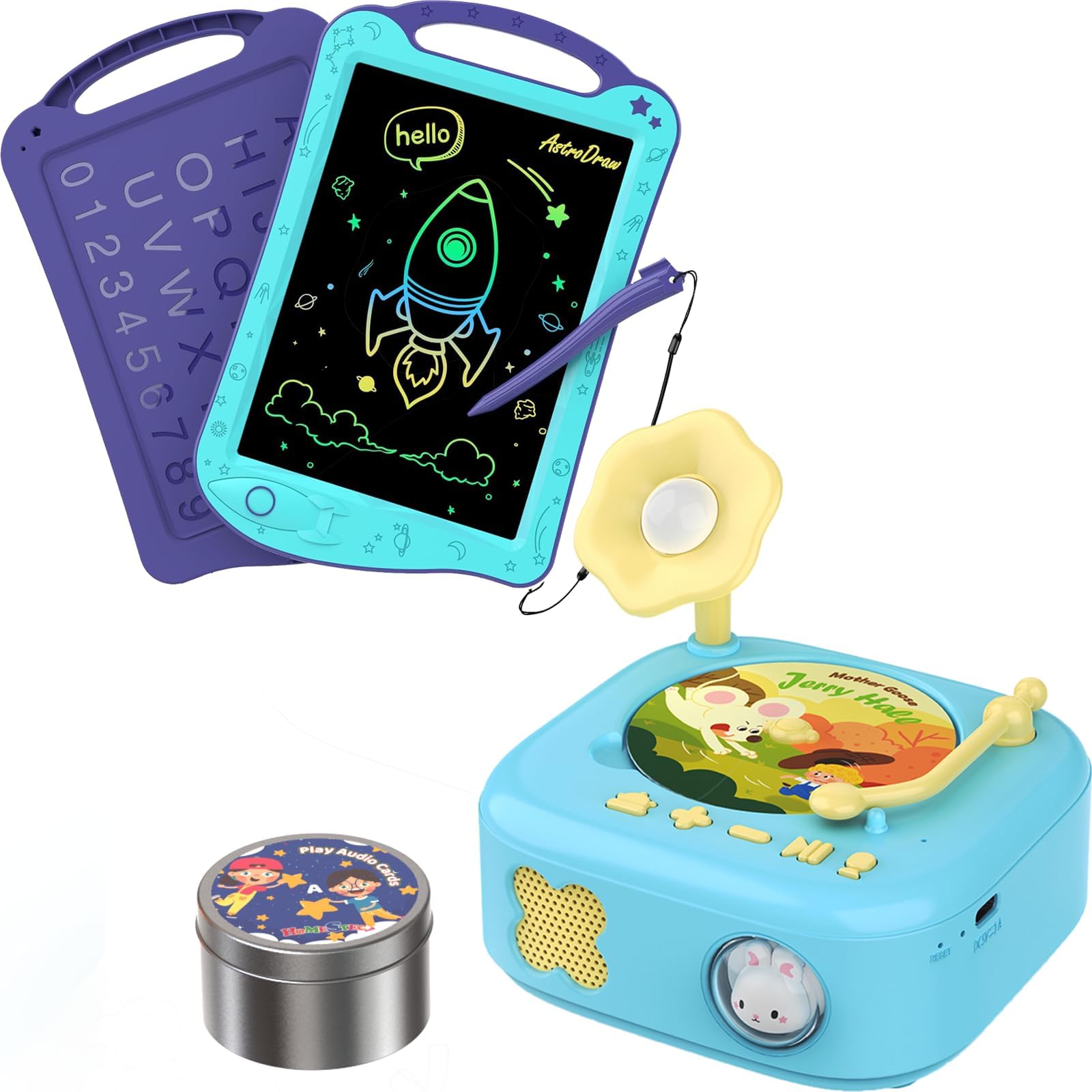 HOMESTECStory Dream Machine Musical Toy for Toddlers and Astrodraw Drawing Pad Toys, Colorful LCD Writing Tablet