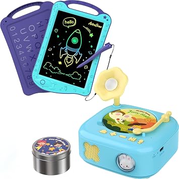 HOMESTEC Story Dream Machine Musical Toy for Toddlers and Astrodraw Drawing Pad Toys, Colorful LCD Writing Tablet