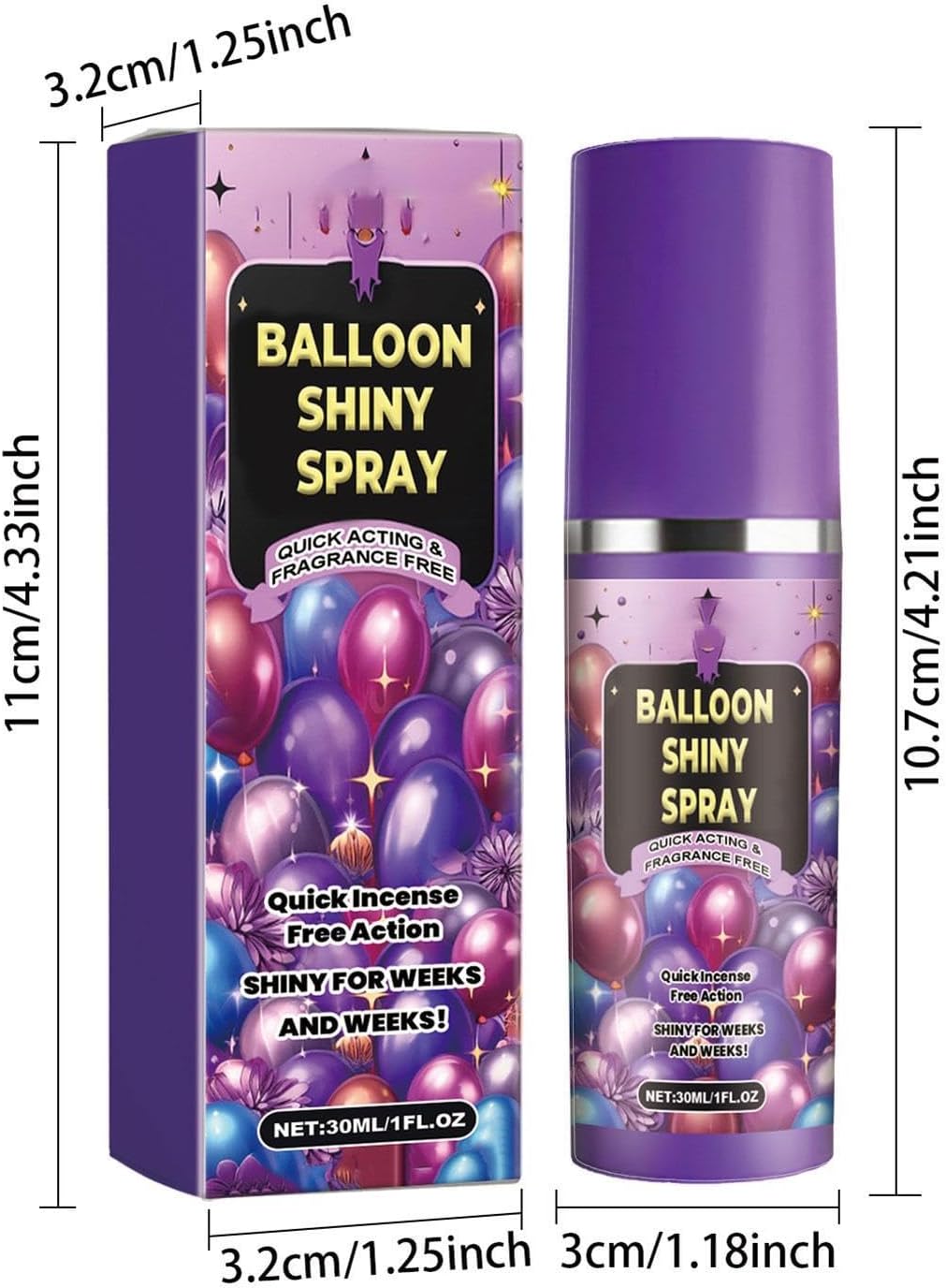 Balloon Gloss Spray - 30ml Shiny Finish Spray for Latex Balloons | Instant Decoration Shine Enhancer for Birthday Party Festival Wedding Holiday Event Backdrops