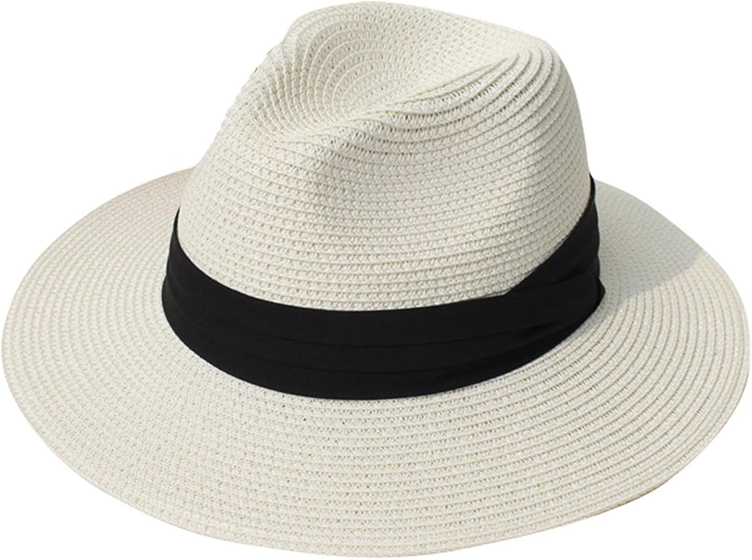 Chapeau De Paille Panama DRESHOW – Large Bord Anti-UV50+ Fedora Élégant Unisexe Pour Plage, Voyage Et Été