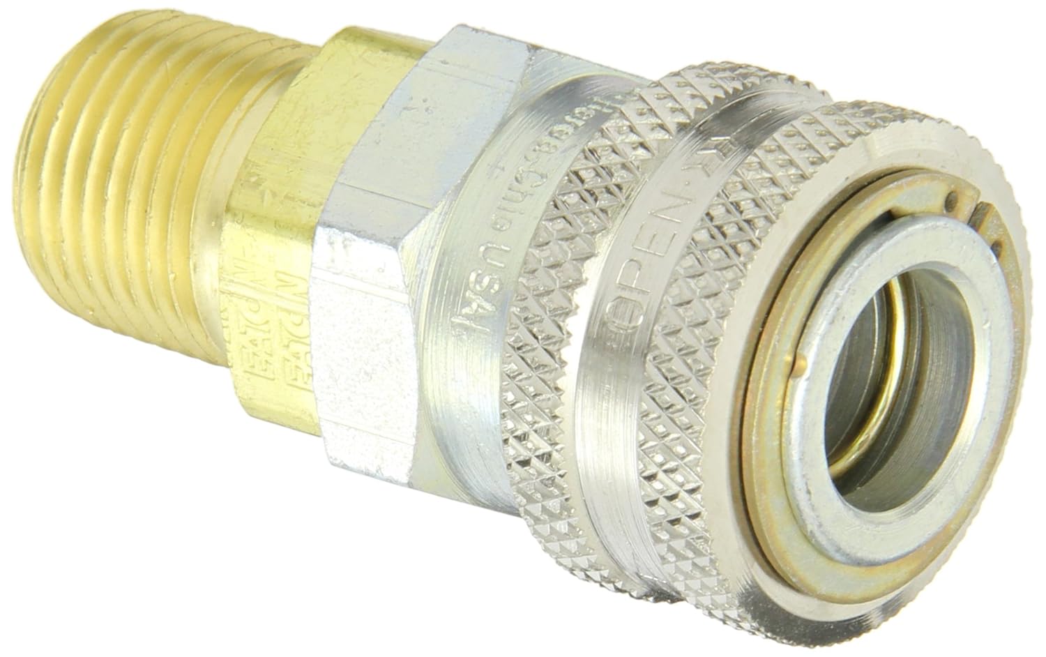 Eaton Hansen 3R25 Steel Ring Lock Quick Connect Pneumatic Fitting, Socket, 1/2-14 NPTF Male, 1/2 Port Size, 3/8 Body