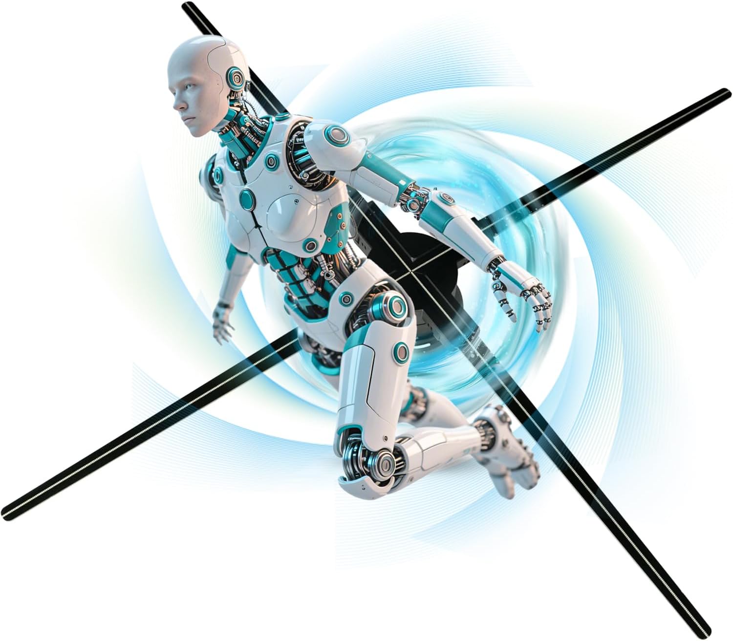 3D Hologram Fan, GIWOX Ultra HD LED Holographic Fan w/1184 Lamp Beads, 3D Naked Eye Hologram Video Projector for Advertising Displays Exhibitions 29.5 inch