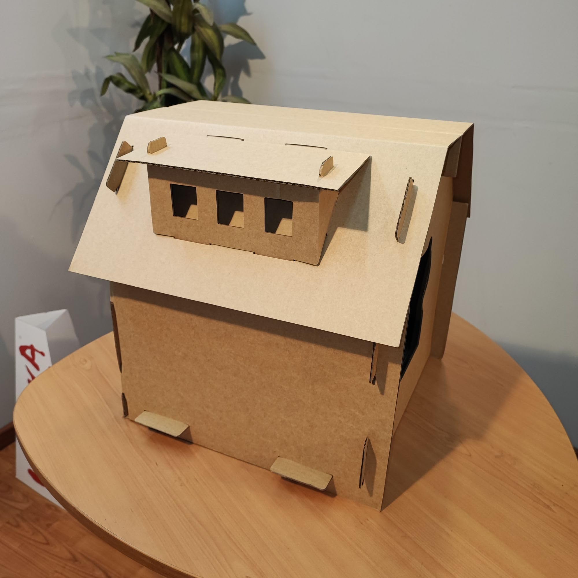Mansion de Carton para Gatos Casa de Carton para Gato Rascador Espectacular casa para Montar Escondite Corrugado