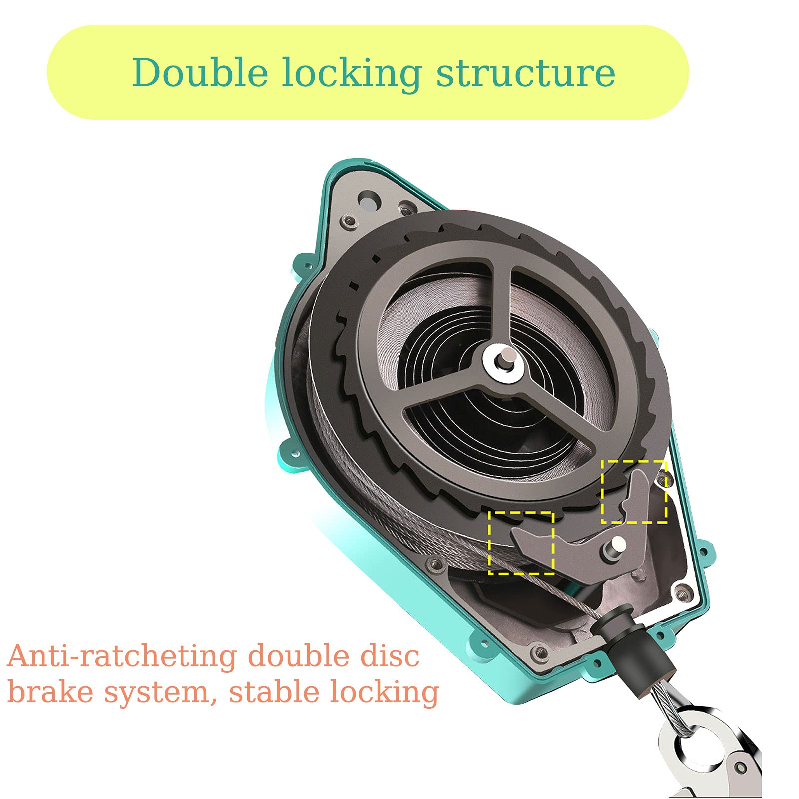 Antichute à Rappel Automatique Rétractable Sangle Lifeline avec Crochet Autobloquant, Harnais Securite Anti-Chute Rétractable pour Toiture Travaux Aériens de Protection Individuelle, Charge: 150kg