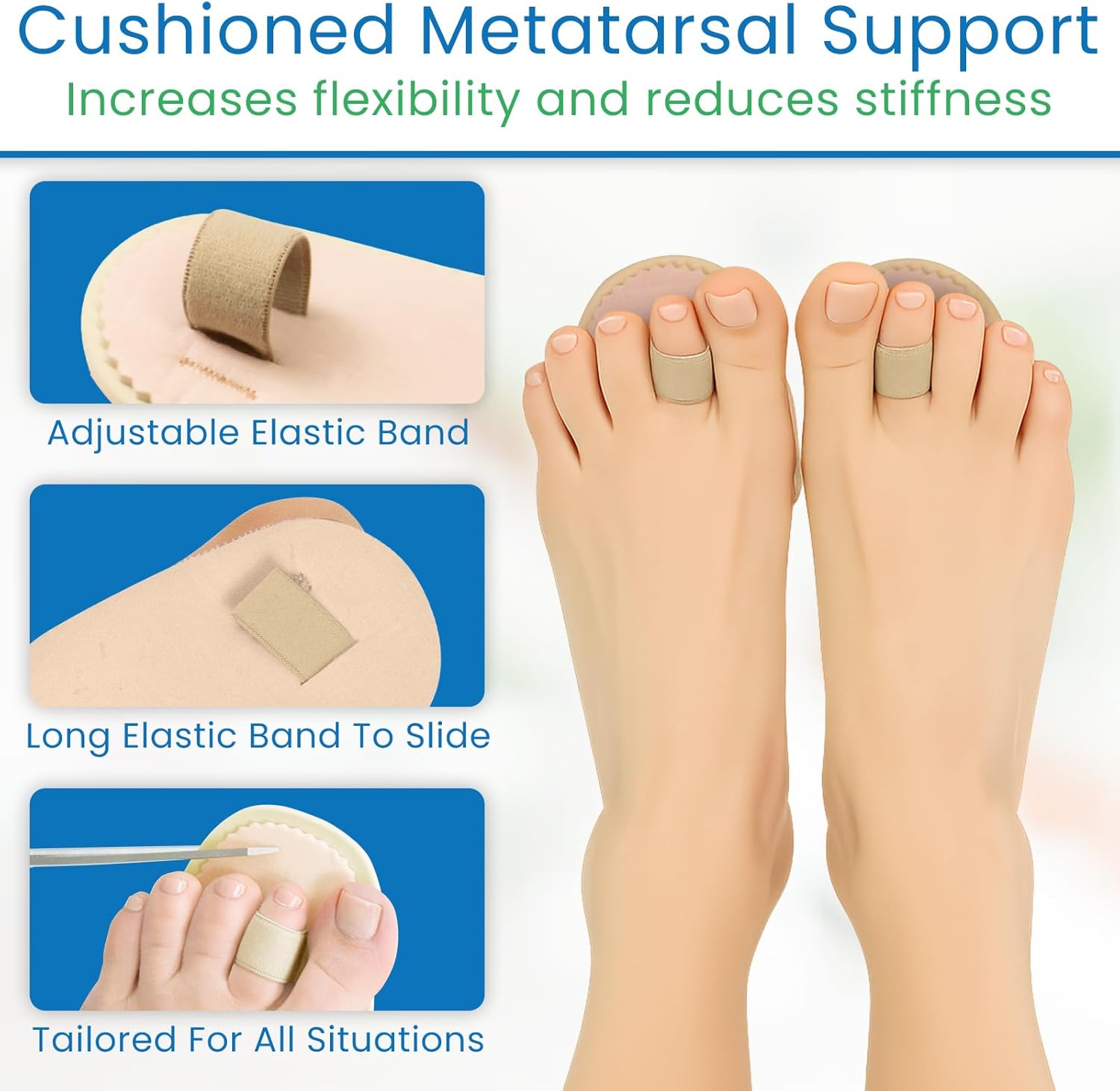 ViveSole Budin Splint Toe Straightener (Pair) - Hammer Toe Corrector for Women, Men - Crooked Toe, Joint Realign Cushion Brace for Claw, Curled - Metatarsal Support Loop Guard Alignment Corrector Wrap - Image 7