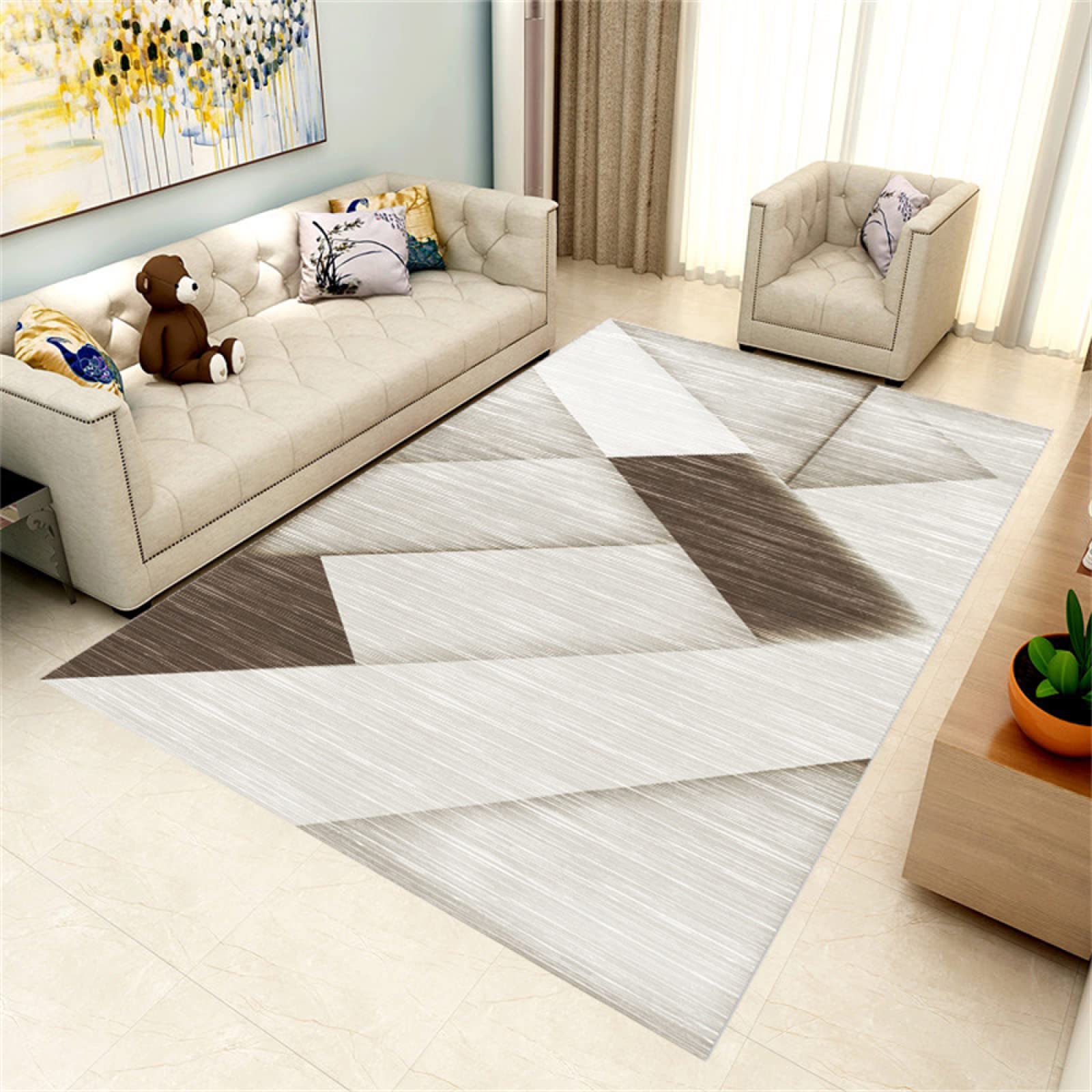 Tapis de chambre de luxe abstrait gris et lumineux format 170x240cm