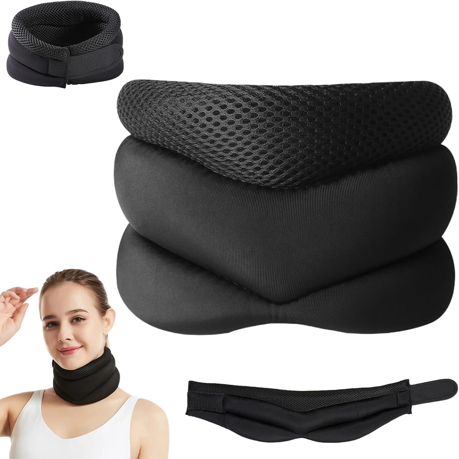 Neck Support-Never Snore Again，Ergonomic Design，Adjustable Soft Foam Neck Brace for Men & Women，Comfortable and Breathable
