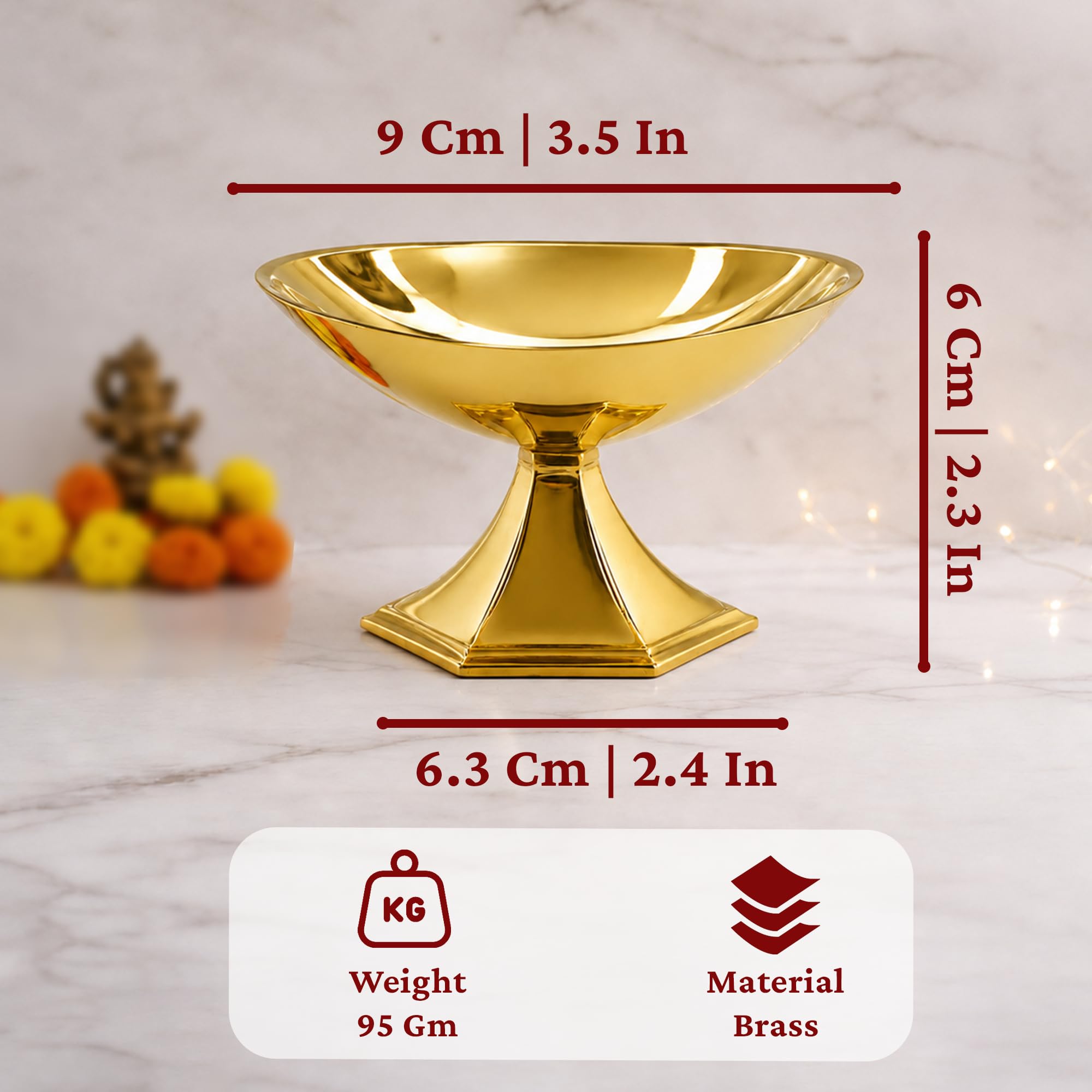 Putrika Brass Kumkum Bowl for Pooja | Haldi Kumkum Box Brass | Sindoor Container | Kumkum Box for Return Gift |Pooja Items Organizer | Haldi Kumkum Holder Set for Home Temple-Boat kumkum 3