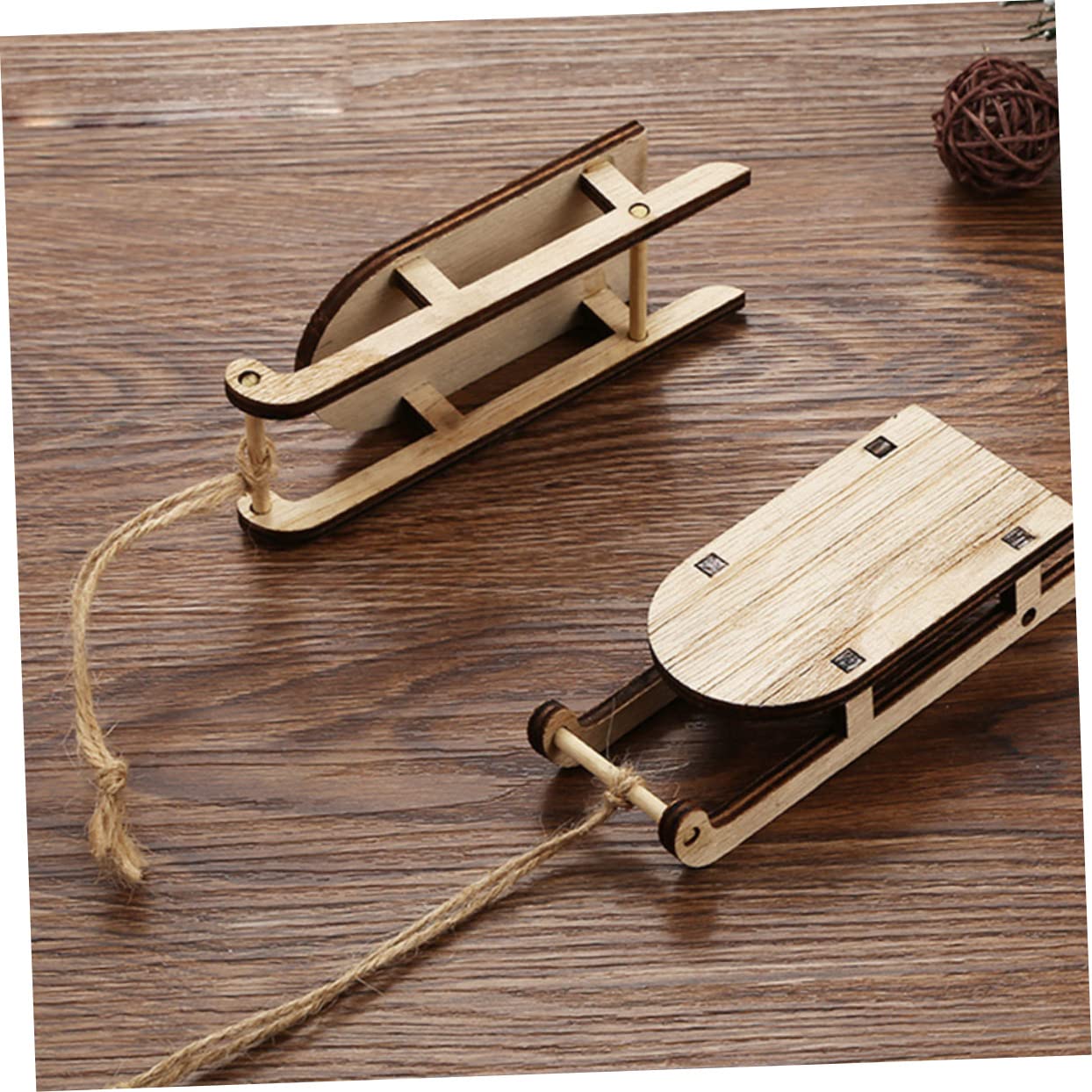 VILLCASE 5 Sätze Schlittenanhänger Aus Holz Schlitten-tischdekoration Zierschlitten Weihnachtsbaumschlitten Hängende Verzierung Der Schneeflocke Miniatur-schlitten Hölzern 6 Stück * 5