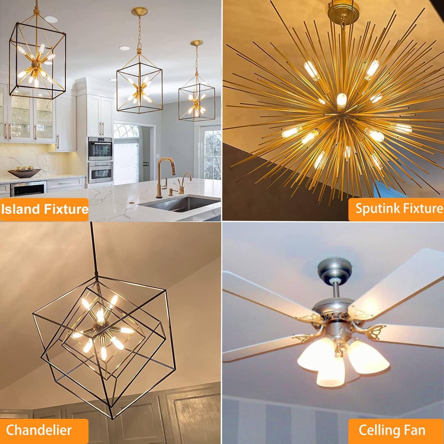 T6 E12 Candelabra Bulb LED, 4 Pack Dimmable Flicker-Free E12 LED Bulb 40w Equl 4W, 2700K Warm White Candelabra Light Bulbs T6/T25 Long Lasting E 12 Edison Light Bulbs for Chandeliers, Pendant