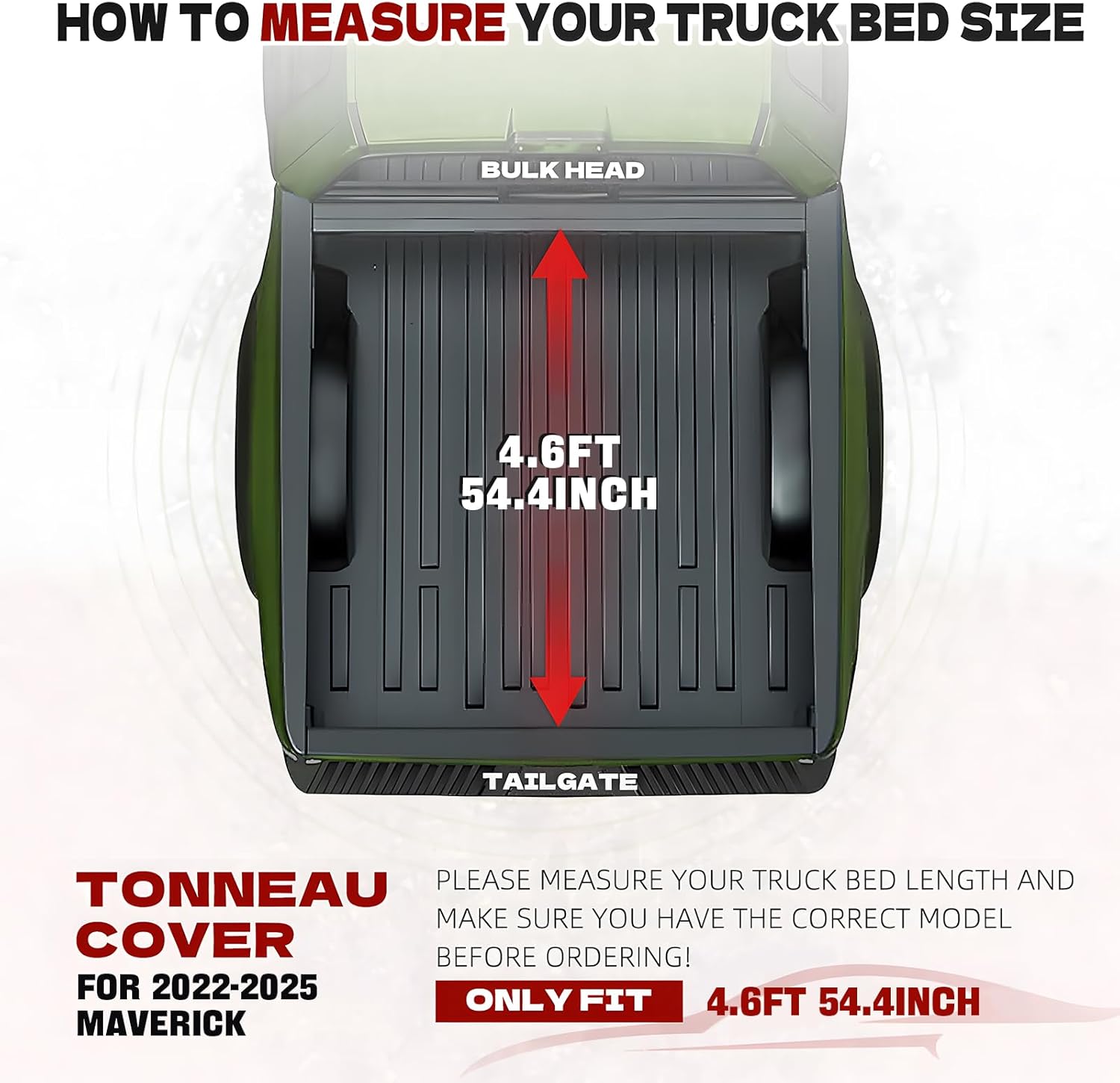 Hard Tri Fold Truck Bed Tonneau Cover for 2022 2023 2024 2025 Ford Maverick 4.6FT(54.4) Bed,No Drilling,All Weather Protection,Anti-Theft Security 2025 Ford Maverick Tonneau Cover