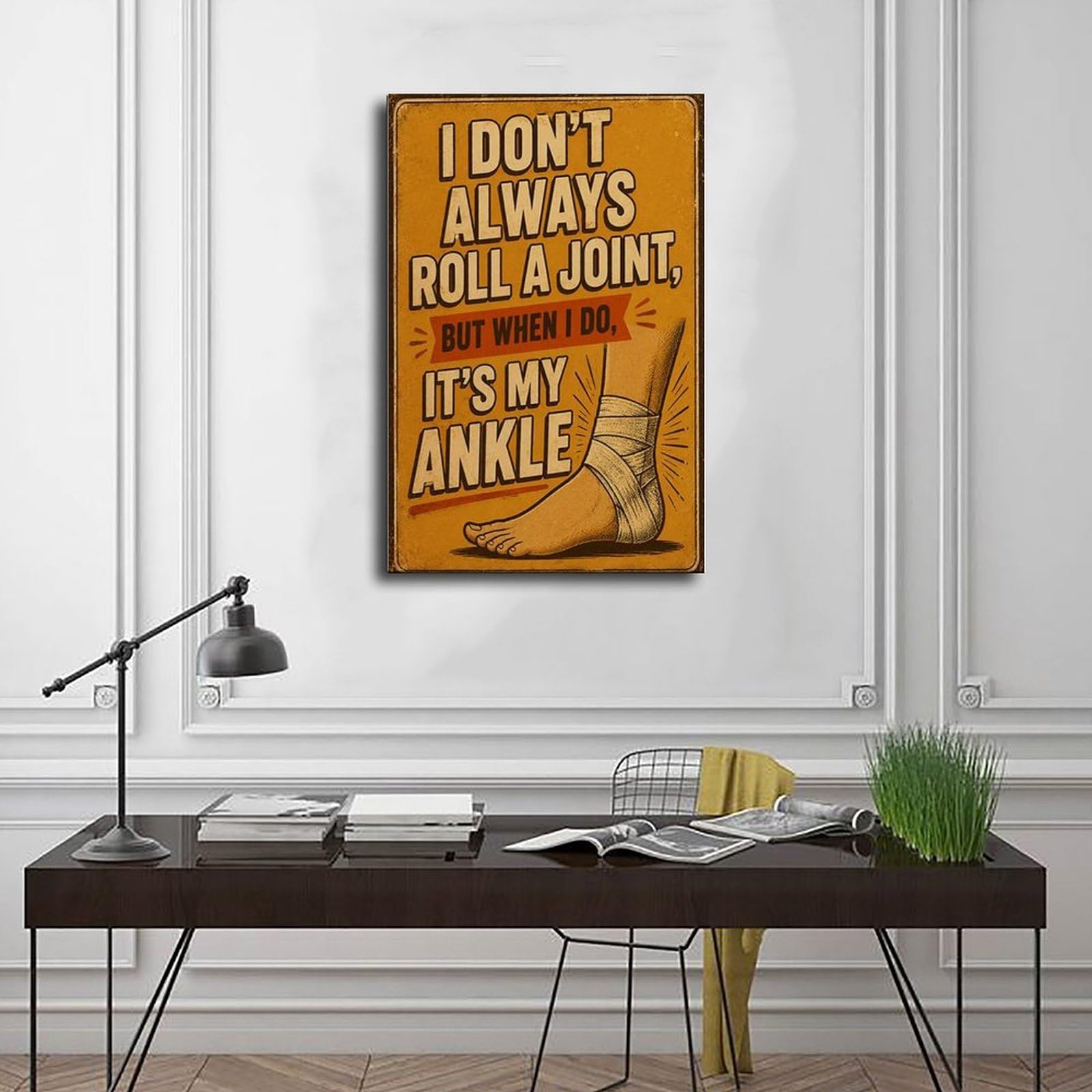 Poster su tela a tema lesioni satiriche, divertente poster con frattura alla caviglia, decorazione per camera da letto, ufficio, stanza, regalo, 40,6 cm di lunghezza x 61 cm di larghezza