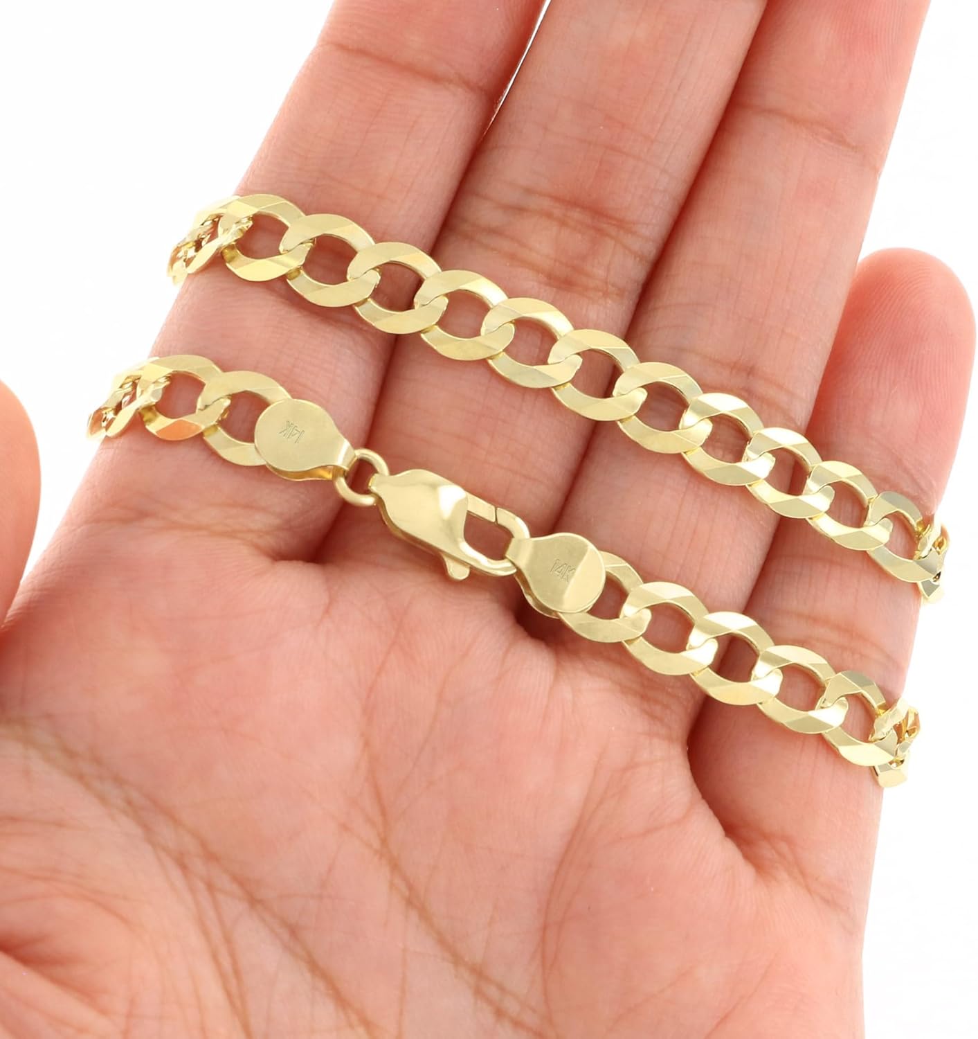 Nuragold 14k Real Yellow Gold Solid Cuban Curb Link 7mm Chain Necklace (16"-30") Italian Jewelry for Men - Image 8