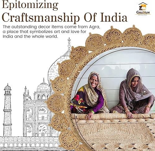 Vista 57 de GRUHUM Alfombra tejida a mano de yute redonda de 6 pies de fibra natural, alfombra rústica vintage bohemia y reversible trenzada beige, alfombras