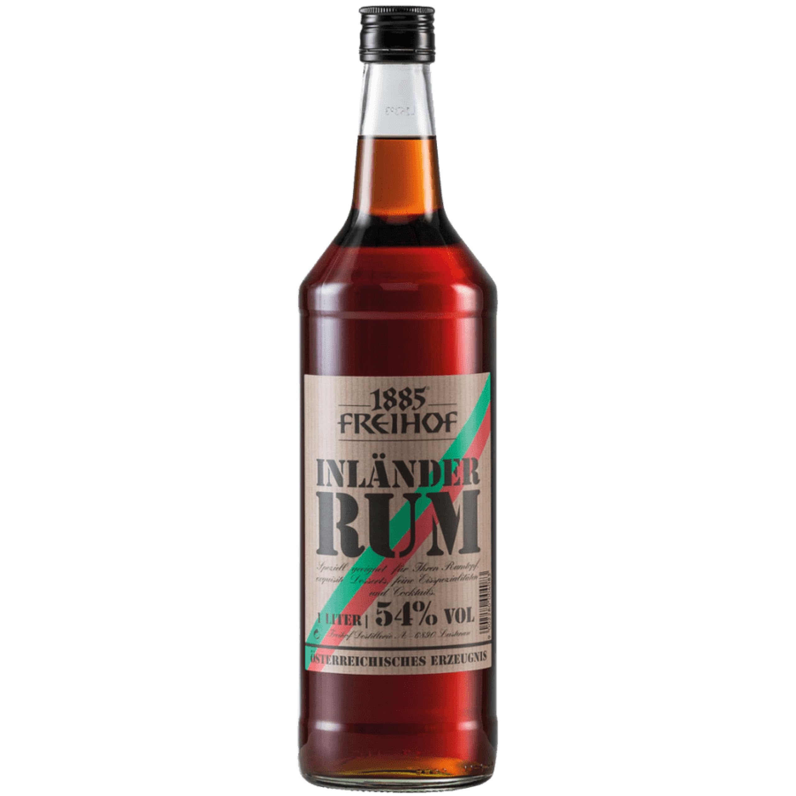 Freihof 1885 Inländer Rum 100cl, 38% ABV – Austrian Specialty Spirit with Protected Heritage, Crafted in Lustenau by Destillerie Freihof – Ideal for Baking, Desserts, Hot Drinks & Rumtopf