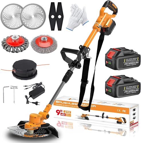 Débroussailleuse avec batterie et brosse anti-mauvaises h…