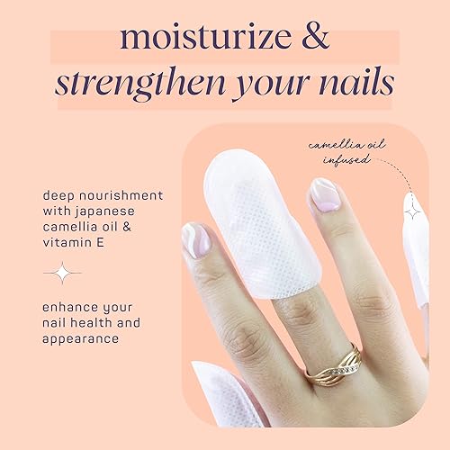 Miniatura 2 de SpaLife Aceite de camelia japonesa y vitamina E, envoltura de cutícula para uñas, paquete de 6 (60 unidades), mascarillas hidratantes para uñas,