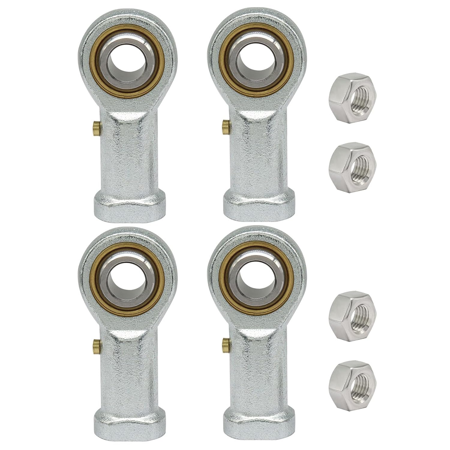 Waziaqoc PHSB6 4-Pack Female Rod End Bearing with 3/8 Inch Bore and 3/8-24 Right Hand Thread Heim Joints Includes Jam Nuts