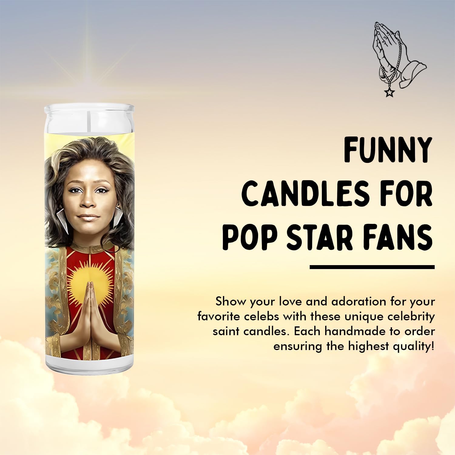 Pop Star Glass Jar Candle – Unscented Handmade Soy Wax Votive Candle – Unique Gift for Music Lovers – Home Decor Collectible for Living Room & Office – 8 Inch