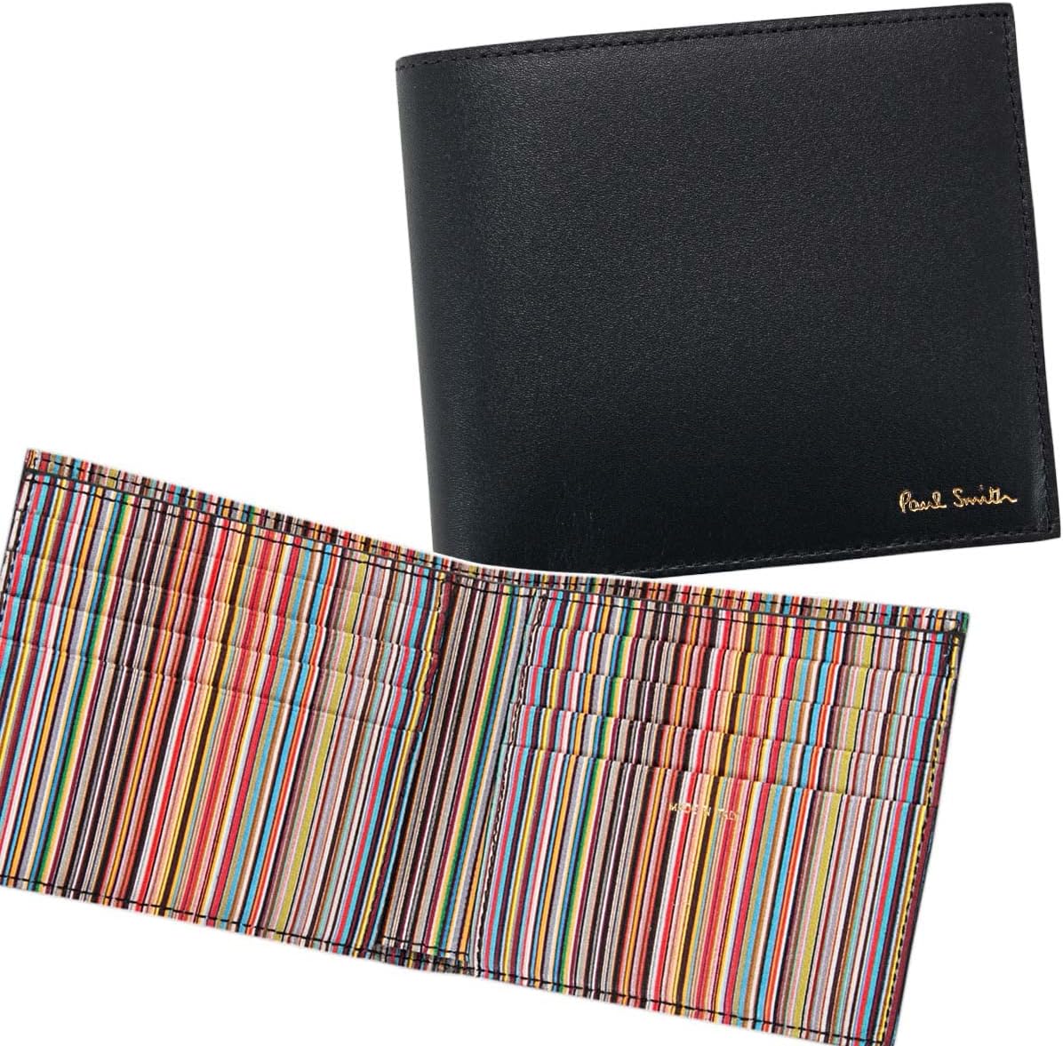 ポールスミス 財布 メンズ Paul Smith 二つ折り財布 ブラック マルチストライプ M1a 42 Bmulti 小銭