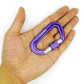 Outmate 12kN 3.2x2 Heavy-Duty Carabiner Clips - Durable, Lightweight Aluminum Alloy Carabiners for Hiking, Camping, Keychains, Dog Leashes, Hammocks & More(Screw gate,2 Purple)
