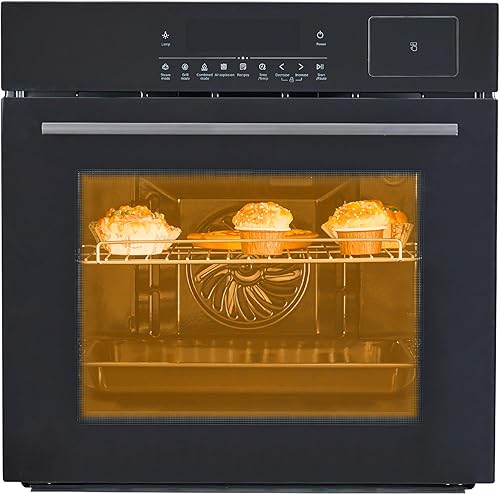 Horno tostador de acero inoxidable, gran capacidad de 70 litros con calefacción y vapor 3D, combo de horno freidora de aire para encimera y uso