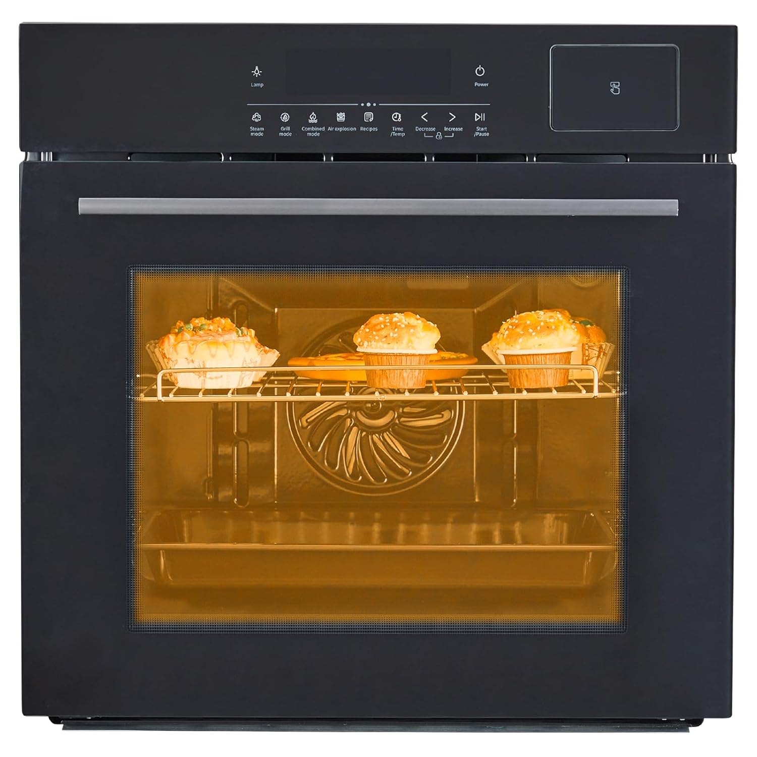 24 Inch Stainless Steel Toaster Oven and Black Air Fryer Combo 70L Capacity 3D Heating with Steam Touch