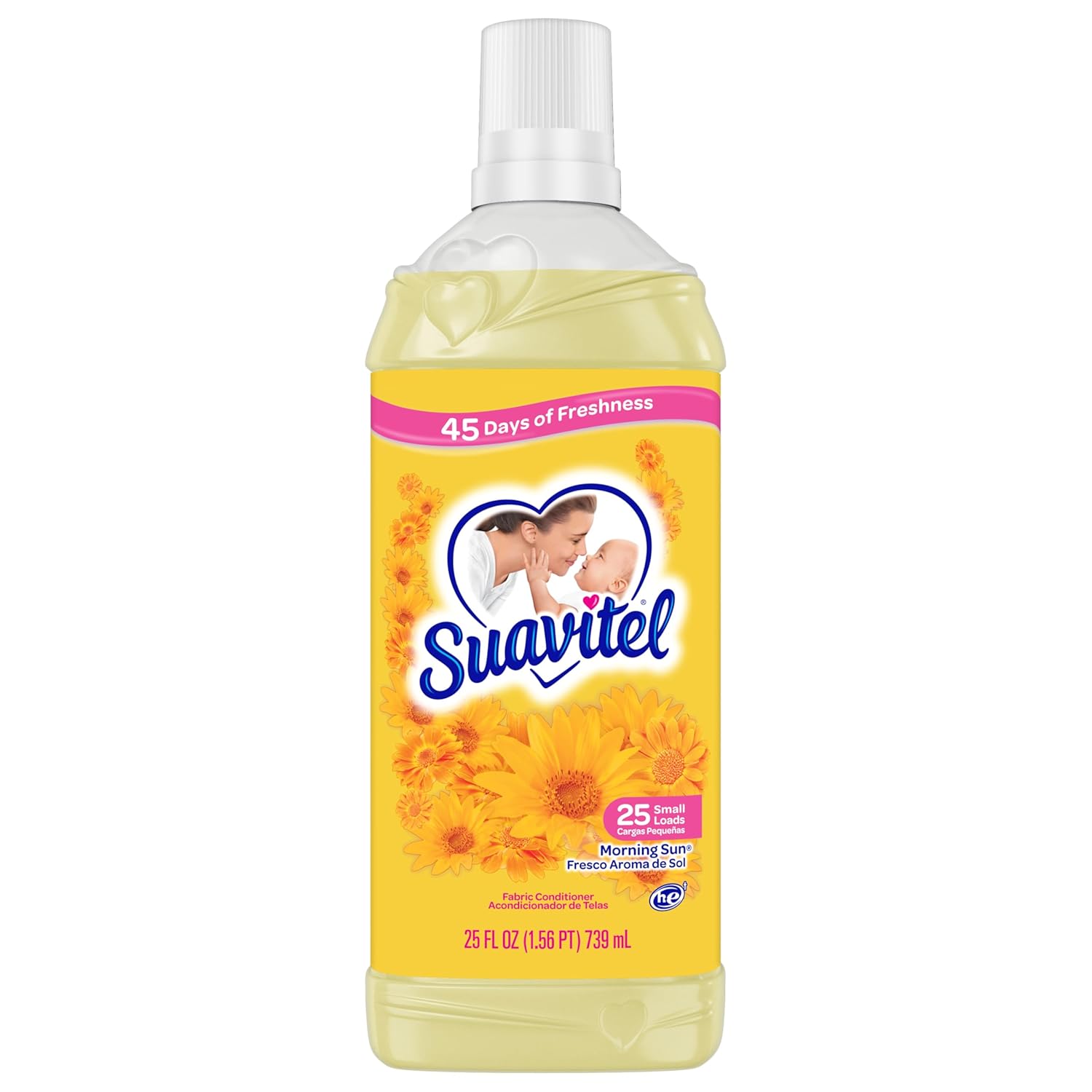 Suavitel Fabric Conditioner, Fabric Softener, 45 Days of Freshness, HE Compatible, 25 Small Loads, Morning Sun Scent, 25 fl oz