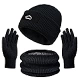 Winter Beanie Hats Scarf Gloves Set Slouchy Beanies Hat Knit Skull Cap Thick Neck Warmer for Men Women