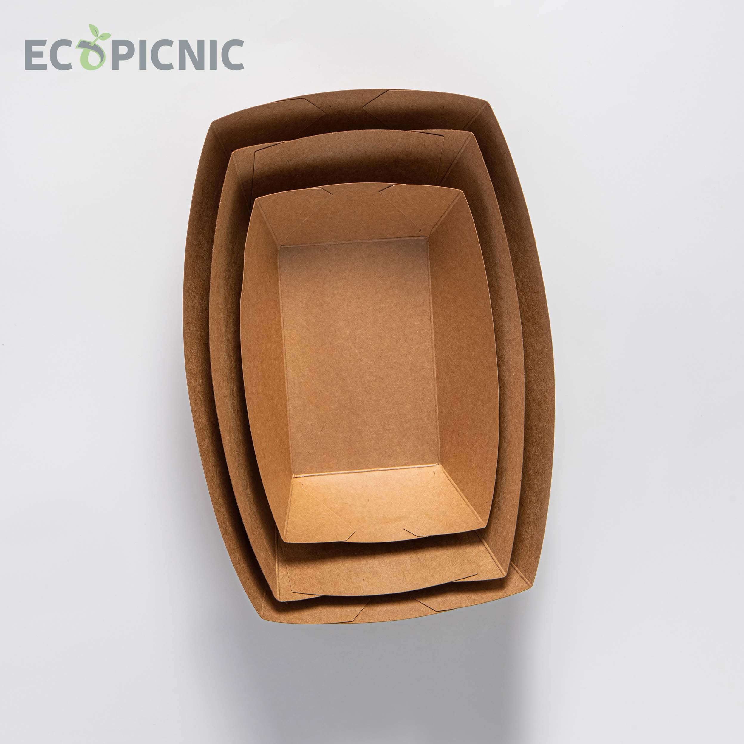 Barquettes en Papier 1000 ml Lot de 500 | Contenants Jetables en Papier Kraft pour Frites, Snacks, Apéritifs, et Aliments à Emporter, Idéal pour Emballage Alimentaire