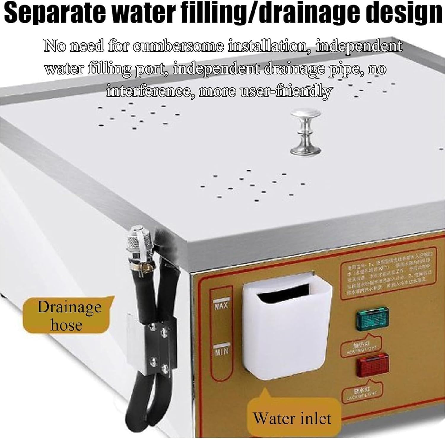 Commercial Steamer, Breakfast Heating Steam Cabinet Table Steamer, Stainless Steel Food Steamer with Knob Temperature Control