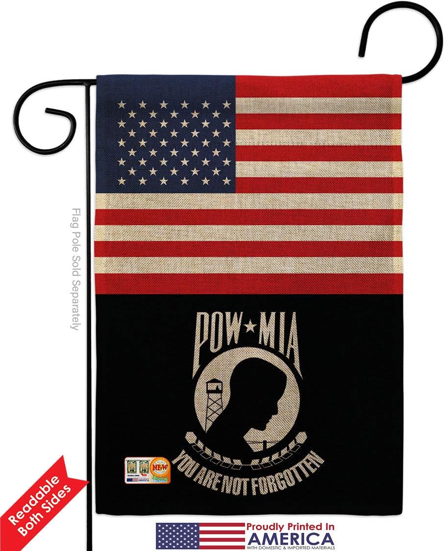 US POW MIA Burlap Burlap Garden Flags Pack Armed Forces Vietnam WarUnited State American Military Veteran Official Support Our Troops Small Gift Yard House Banner Double-Sided Made In USA 13 X 18.5