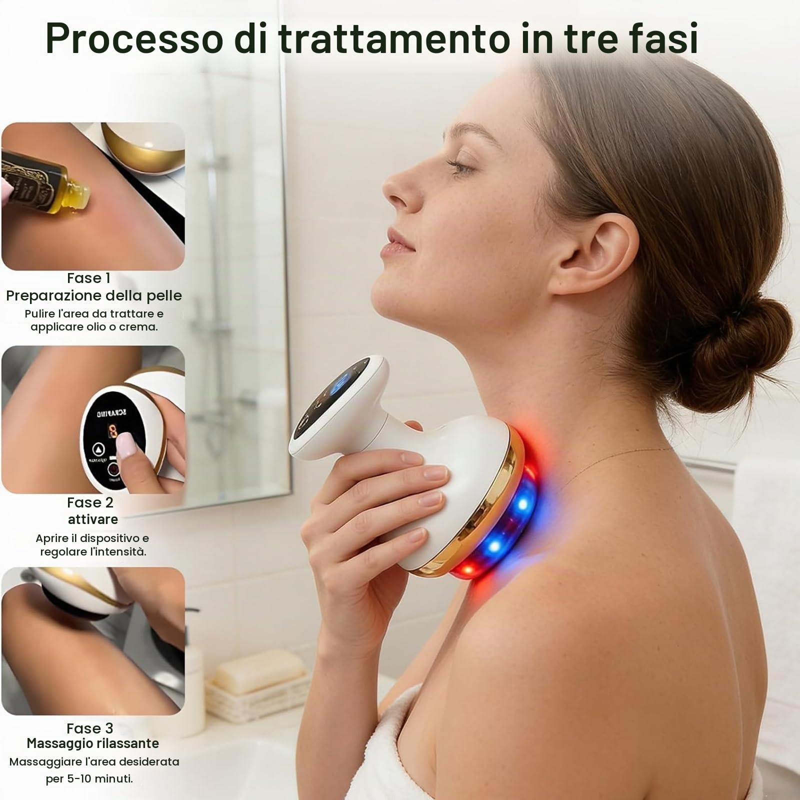 ZVD Cellulite Massaggiatore 4-in-1 con Aspirazione, Massaggiatore Biometrico, Macchinario per Cellulite,Coppetta Anticellulite, Calore e Luce Rossa per Pelle Più Tonica e (1PC)