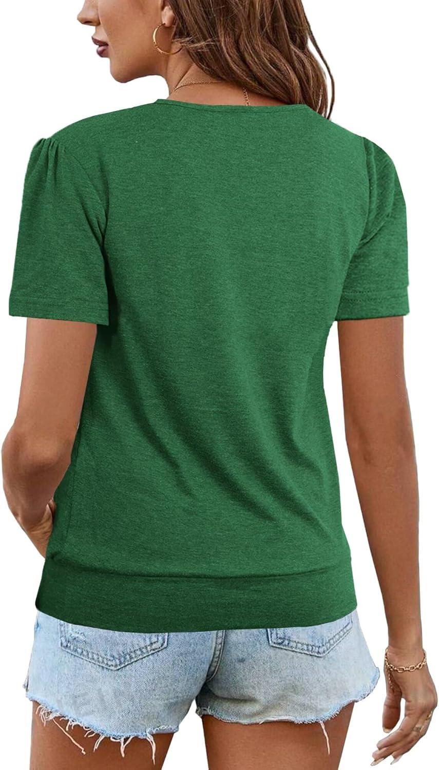 VahRuta Women's Short Sleeve Tunic Tops Scoop Neck Banded Bottom Summer T Shirt for Leggings - Image 3