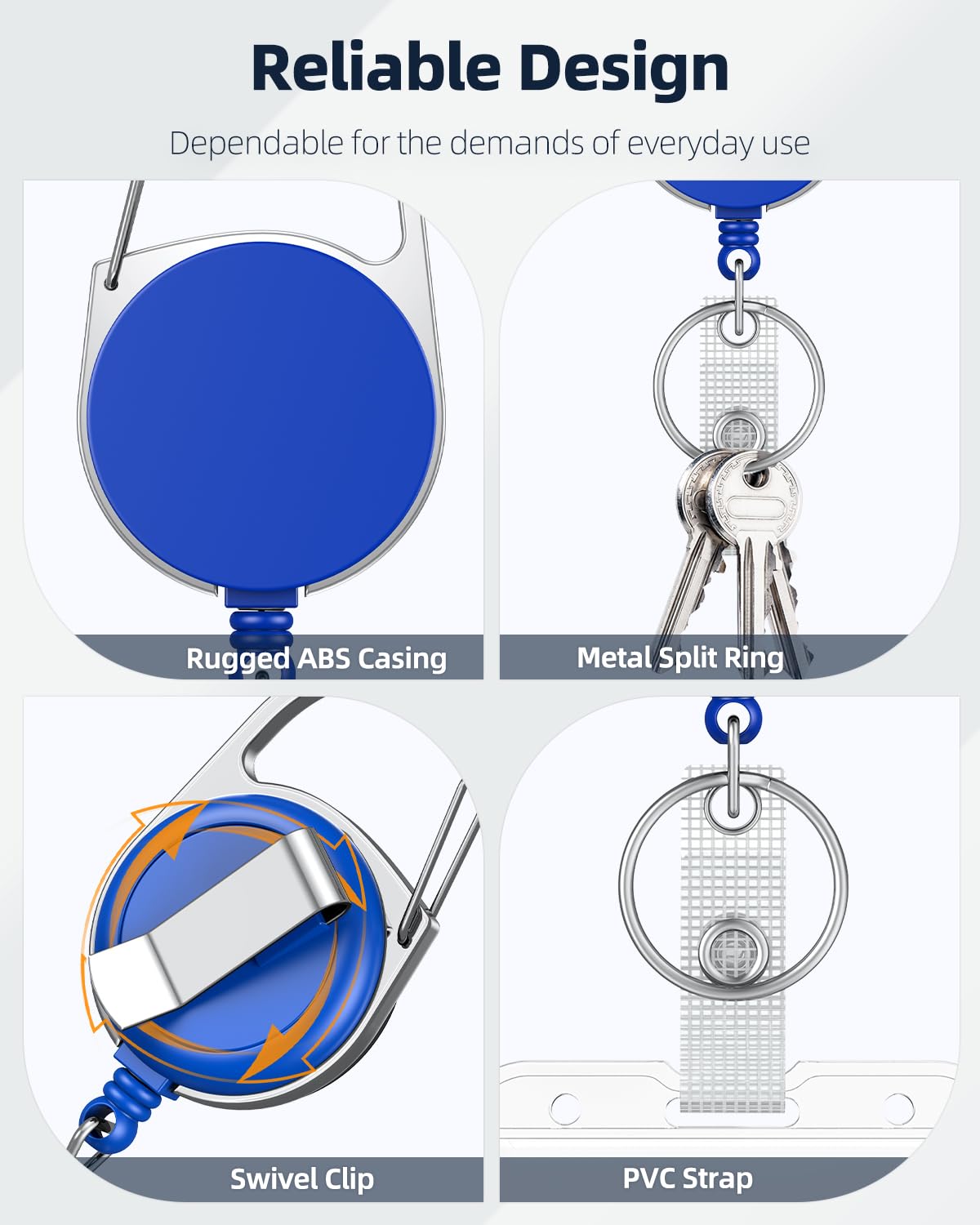 Uniclife Pack De 2 Porte-clés Rétractables, Porte-badge