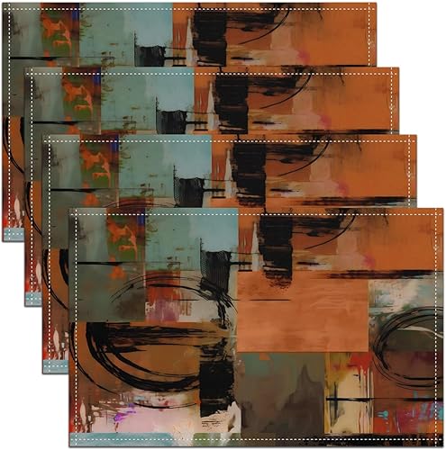 Miniatura 5 de Manteles individuales decorativos de tela lavable con diseño de mármol azul dorado y azul, manteles individuales modernos con diseño estético de