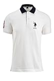 Men's Short-Sleeve Polo Shirt with Applique, Casual Summer Slim Fit Polo Shirt with Contrast Color