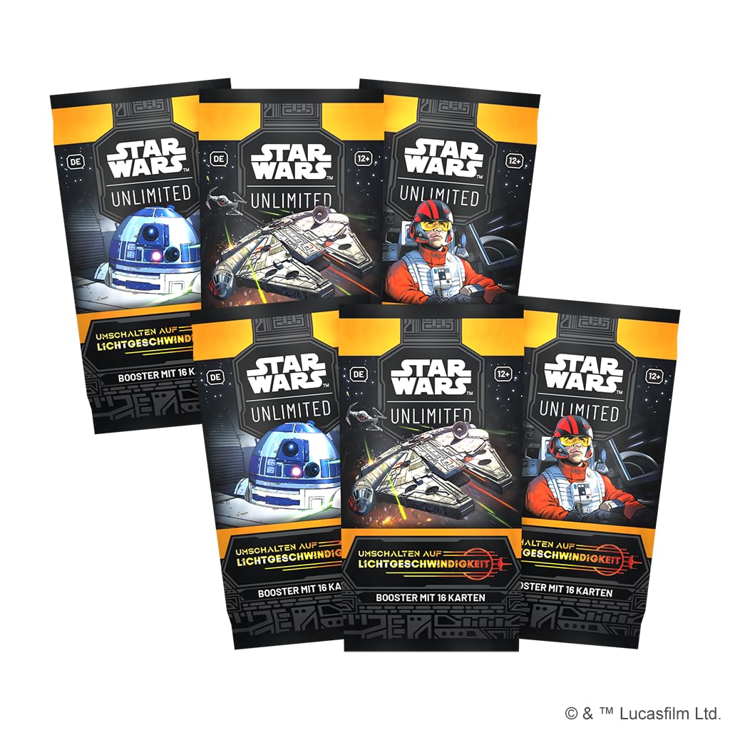 Star Wars Unlimited - Umschalten auf Lichtgeschwindigkeit - Booster Display Box (24 Booster Packs pro Display) - Deutsch - mit LMS Trading Grußkarte