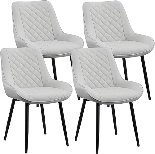 Miniatura 9 de Juego de sillas de comedor de 4, sillas de comedor modernas con cojines gruesos, sillas de comedor de cocina y salón tapizadas en cuero sintético