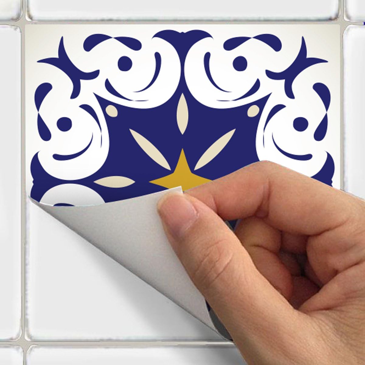 Ambiance-Live col-RV-0528_15 x 15 cm Adhesive Tile Stickers, Cyprus, 15 x 15 cm, Set of 60