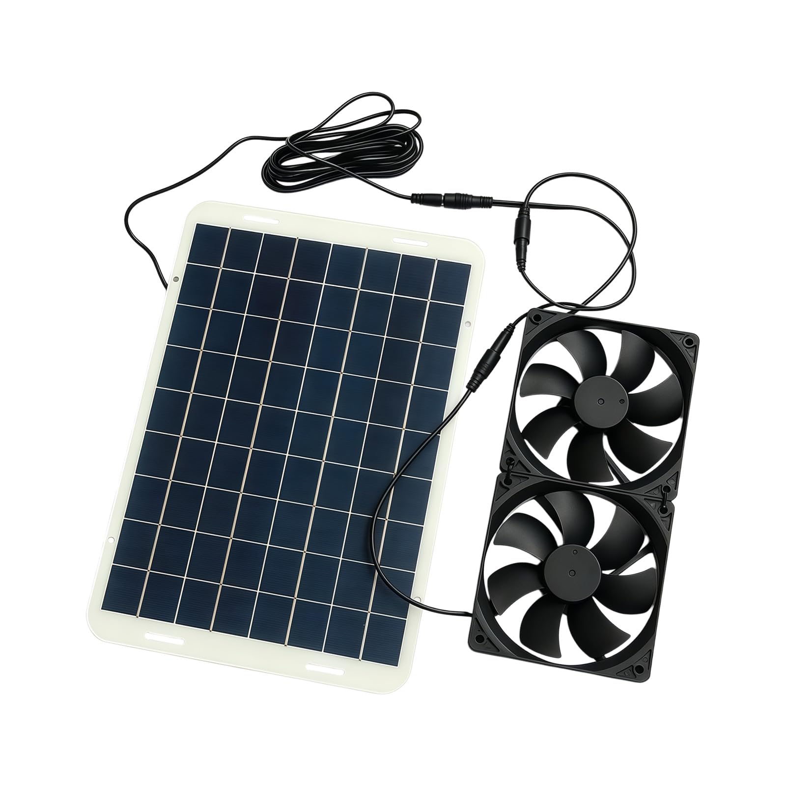 15W Solar Charging Panel with Double Fan for Quiet and Powerful Cooling Solar Air Circulation Fan