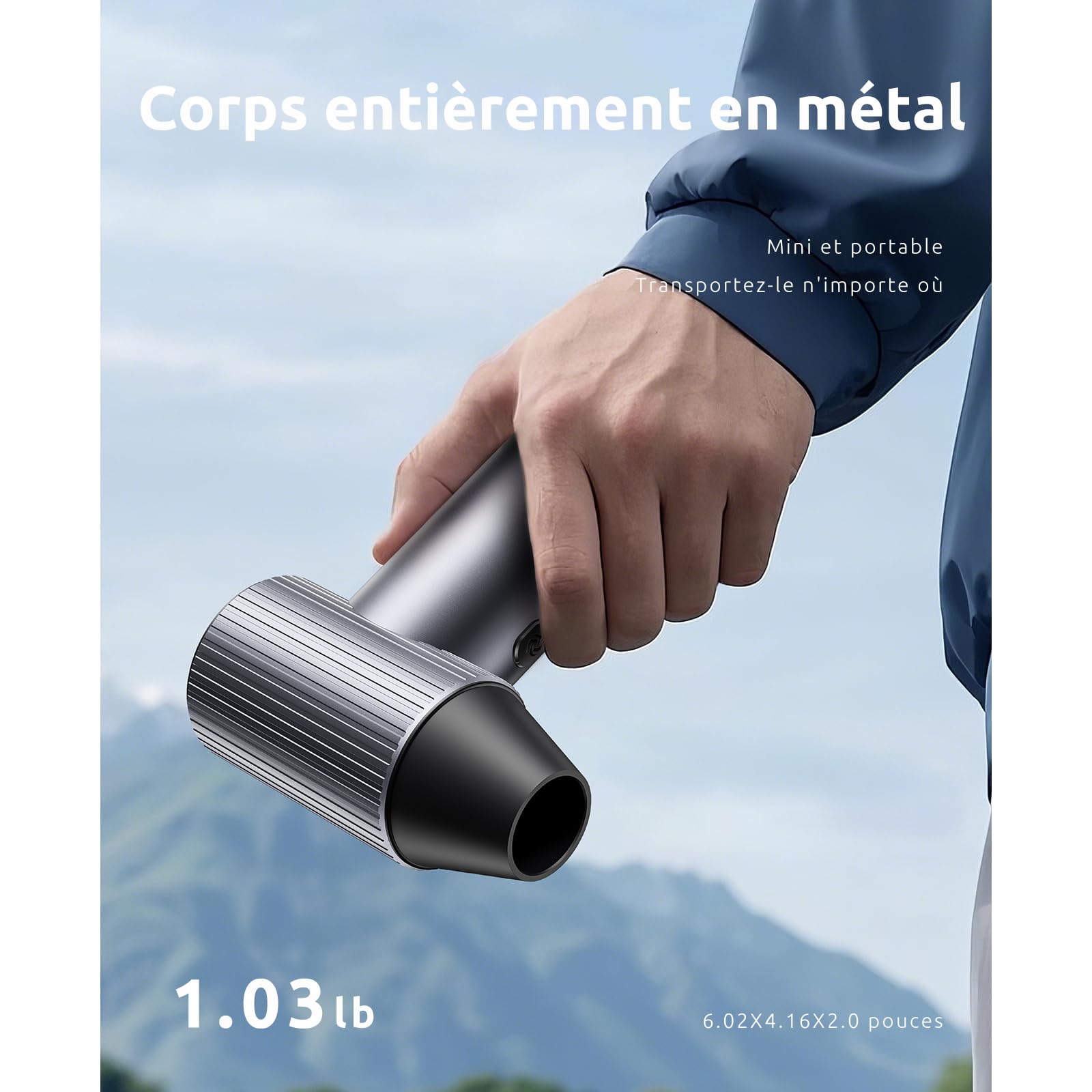 Souffleur Air Comprimé en Métal, 300000 TR/Min de Pulvérisation d’Air Comprimé avec 3 Vitesses réglables, air comprimé Nettoyage pc, souffleur Batterie pour Voiture, Maison et extérieur - Compact