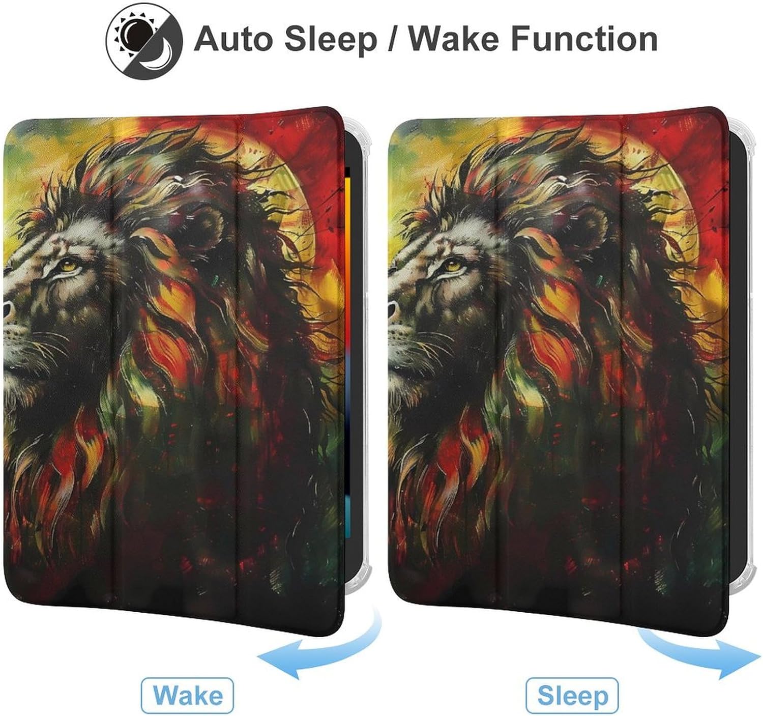 Lion A Rastafari Flag Jungle Reggae Cute Case Compatible for Mini6（8.3in） Trifold Tablet Protective Cover with Pencil Holder