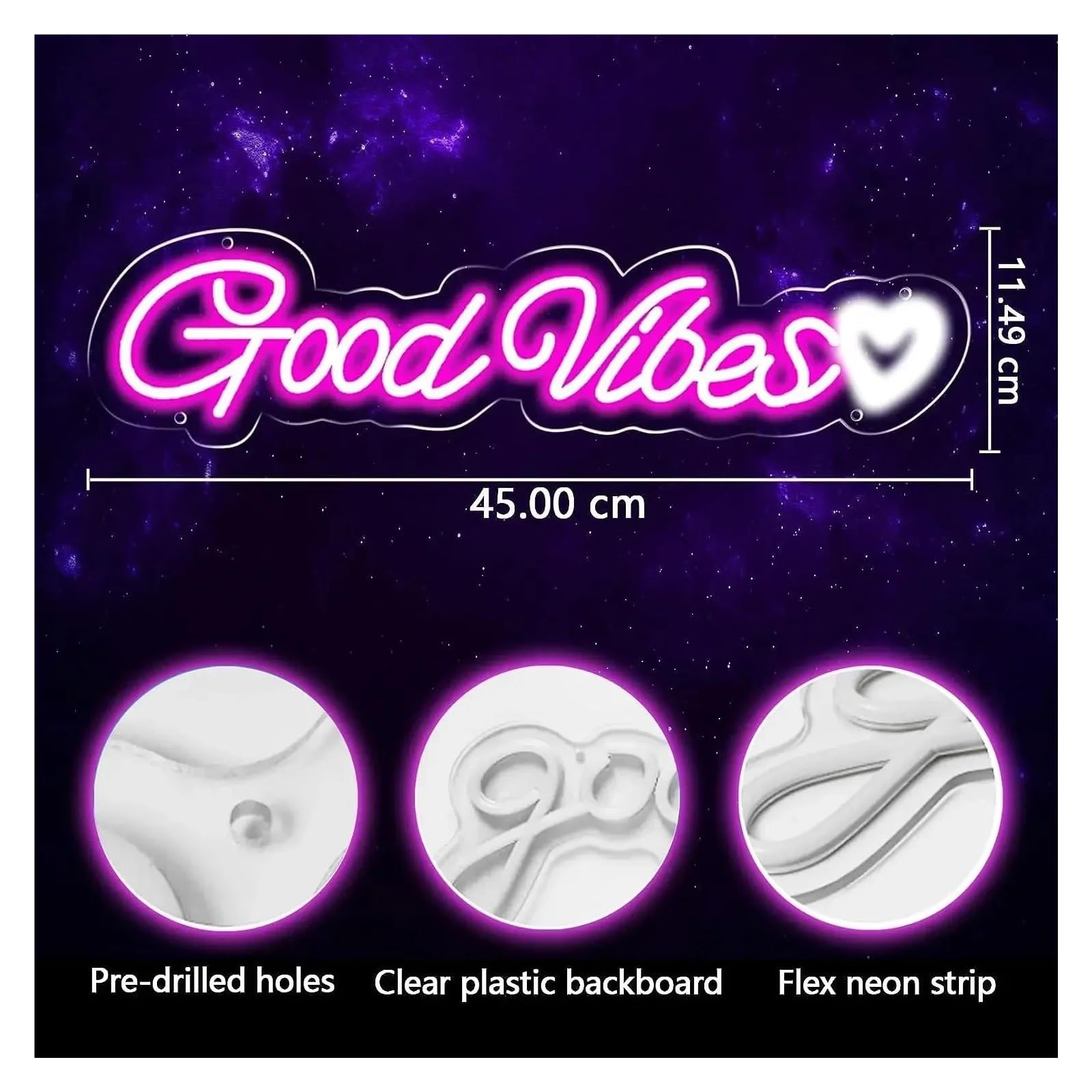 Decoración Lámparas Letrero De Neón LED Con Buenas Vibraciones Para Decoración, Alimentado Por USB, Apto Para Salas De Juegos, Bares, Bodas, Fiestas