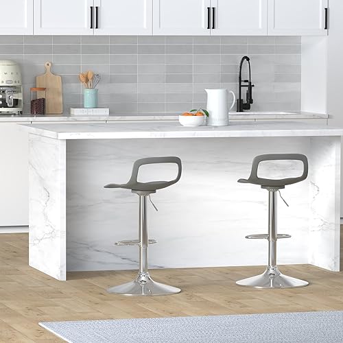 Miniatura 11 de NOBPEINT Taburete de bar giratorio ajustable con elevación de aire cromado contemporáneo, juego de 2, negro Negro -,Verde,Gris,Blanco