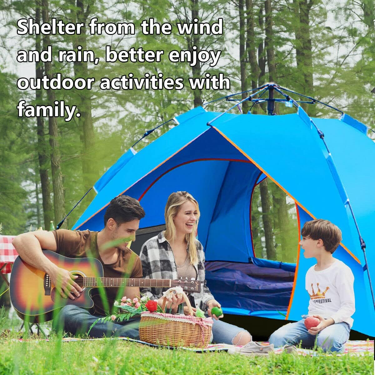 DIMAR GARDEN Pop Up Camping Tent Instant Automatic Tent,Outdoor Quick Setup